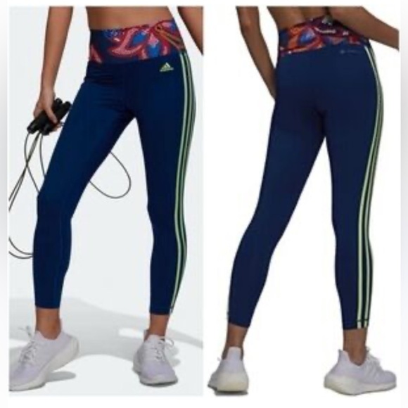 Adidas Farm rio leggings training tights high rise mystery blue NEW XS